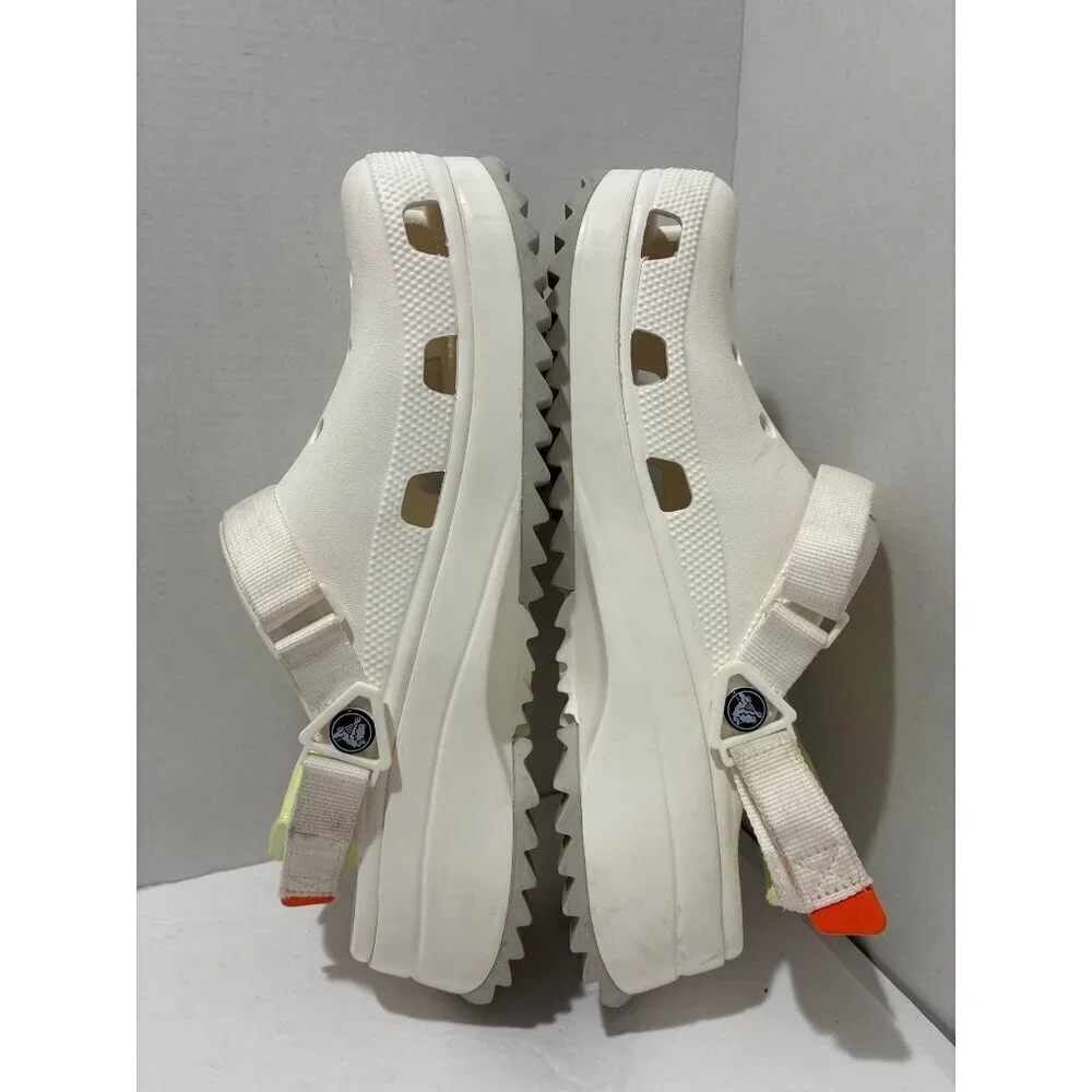 Crocs Classic Hiker Clog White neon straps Platform Shoes Comfort men's size 13